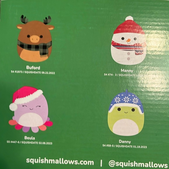 Originals squashmallows 4 in tall each plushies nib
8 in box winterized theme - Picture 2 of 5